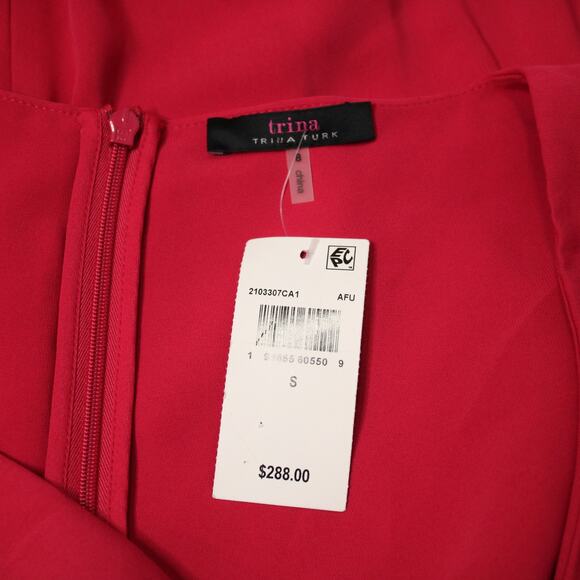 Trina Turk Fuchsia Pink Popover Mini Dress Sleeveless Ruffle Shift Party Size 8 - Picture 7 of 12